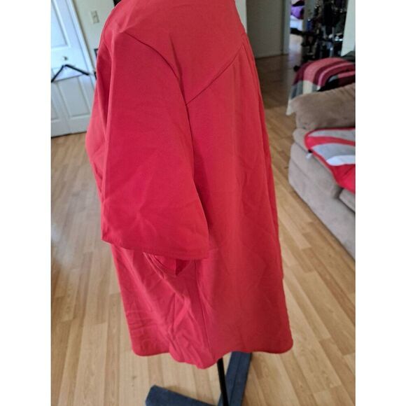 New XL Red Deep V Neck Short Sleeve Pullover Shirt Top Blouse - Picture 4 of 4